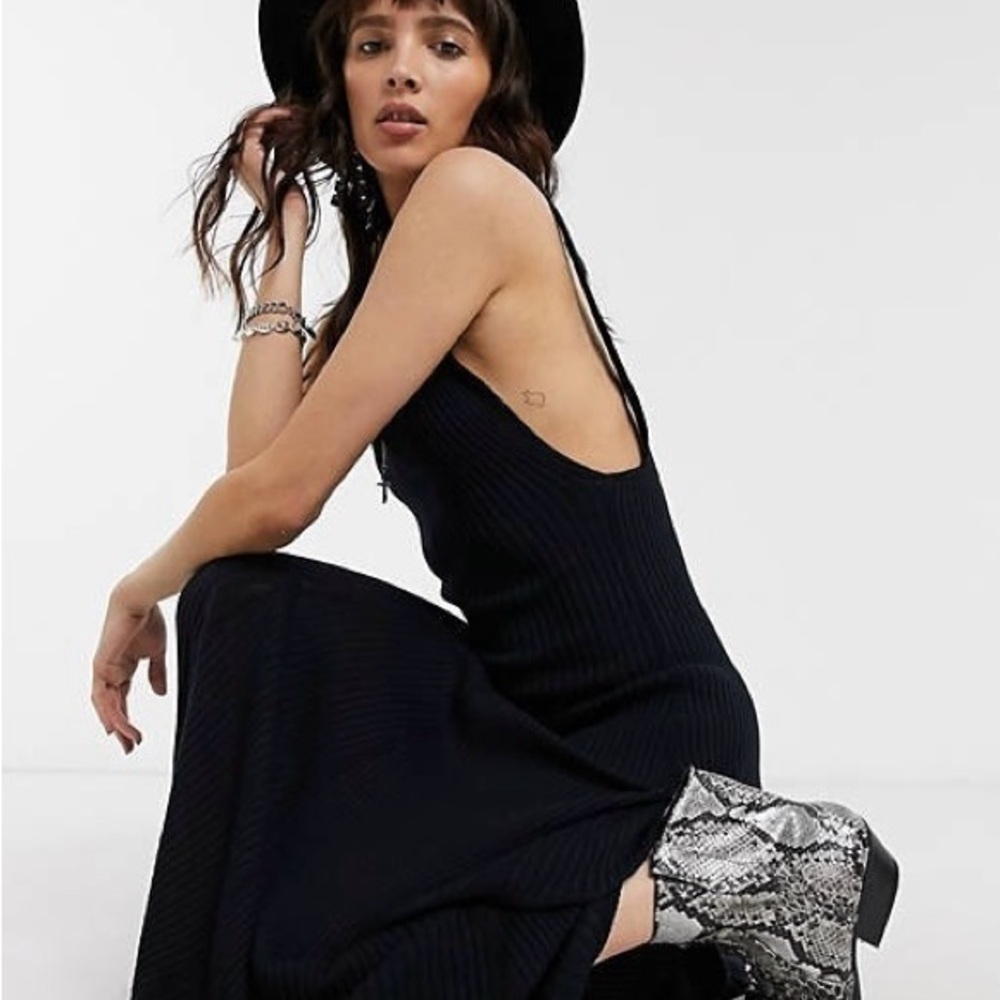 Free People Sweet as Honey Ribbed Midi Slip Dress Small